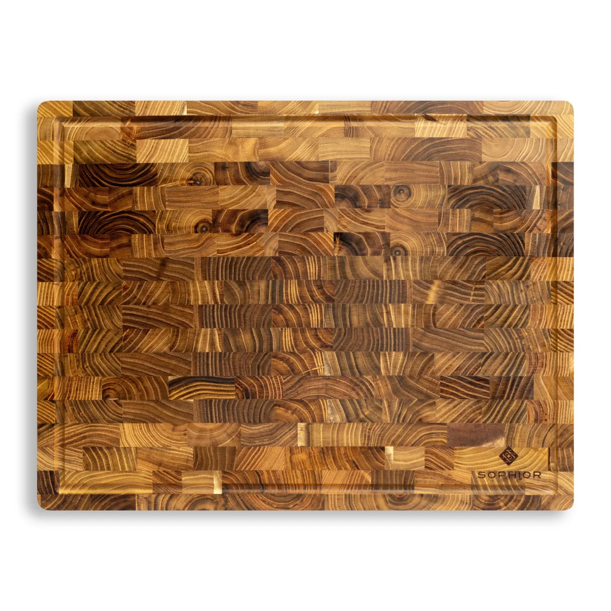 SOPHIOR Hakblok Teakhout met sapgeul 43x33x3cm - Afbeelding 2