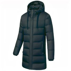 Warme jas met lange capuchon